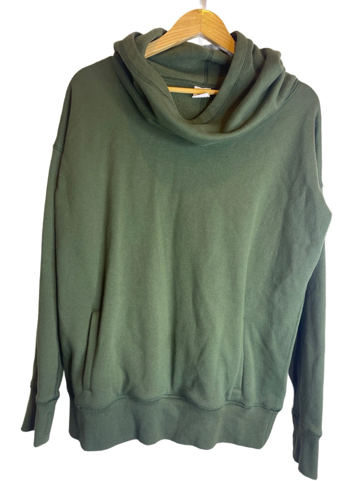 ZYIA Active Women's Size M Green Pullover Hoodie Funnel Neck Fleece Sweatshirt