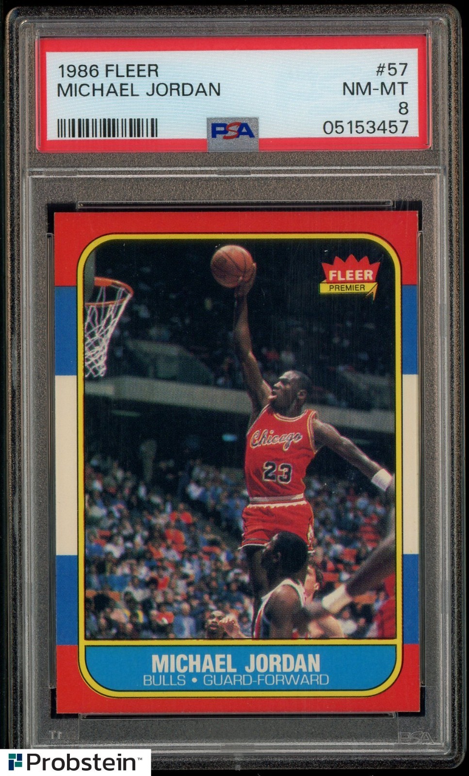 1986 Fleer MICHAEL JORDAN Rookie Card # 57 1986-87 RC HOF PSA 8 NM-MT