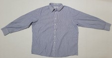Burberrys Of London Shirt Mens Large Blue Stripe Cotton Dress Made In USA