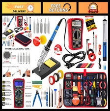 60W Adjustable Temperature Soldering Iron Kit, 30-in-1 Tools, Multimeter, Solder