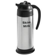 Service Ideas SSN100SMET Steelvac Carafe, "Skim Milk" Etched, 1 L, Black Base