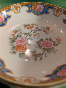Antique Hand Painted Nippon Floral Serving Bowl Gold Handles Cobalt Blue Border
