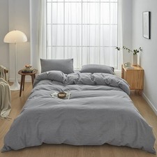 FACE TWO FACE Bedding Duvet Cover Set100 Washed Cotton Duvet Cover Linen Lik...