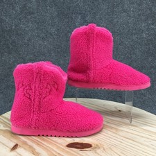 Mia Girl Slipper Womens 9 Western Cozy Bootie Pink Pull On Round Toe Ankle Top