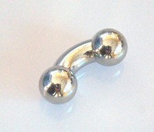 PA Reverse Prince Albert Bent Curved Barbell 0g 1 inch 25mm - Monster Balls 19mm
