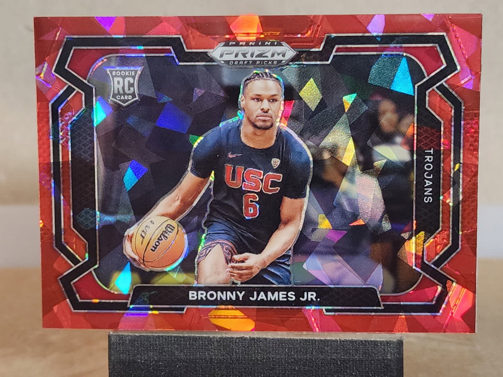 2024 Prizm Draft Picks Red Cracked Ice Prizm Variation #86 Bronny James Jr.