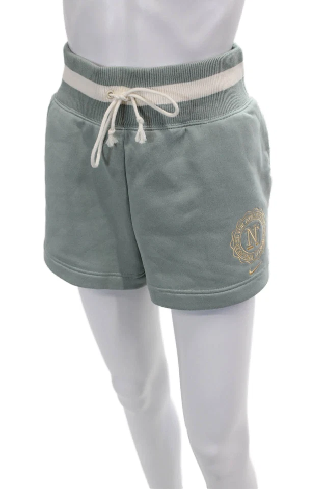 Nike Womens High Rise Drawstring Logo Short Shorts Gray White Size Medium - Image 2 of 4