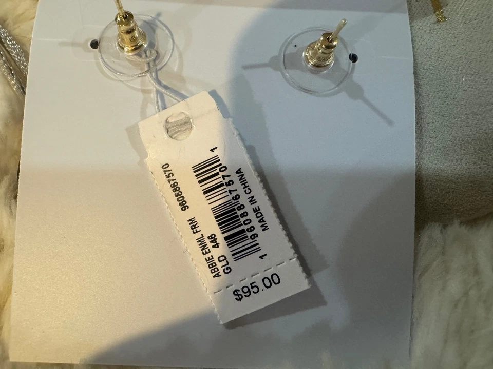 Nuevos Pendientes Colgantes Kendra Scott Abbie Esmalte Azul Brillante y Dorado Perforados Foto 3 de 4