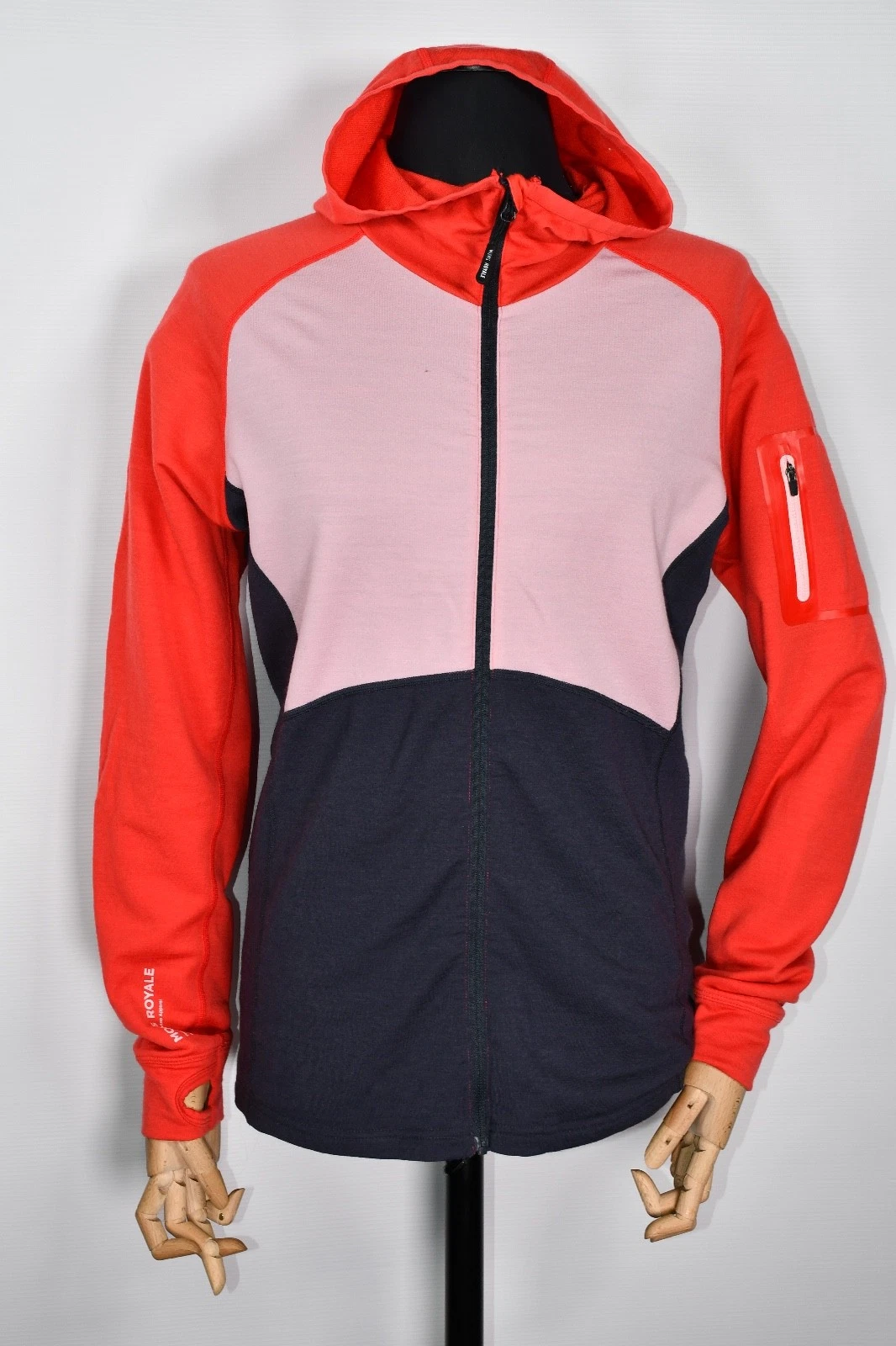 Mons Royale Merino Wool Ascend Midi Full Zip Hooded Base Layer Jacket size