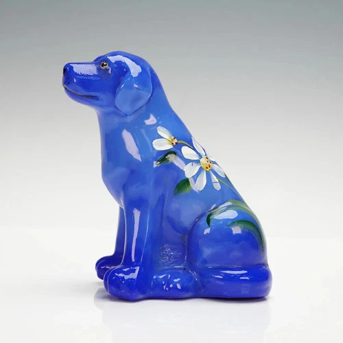 Vintage Fenton Blue Glass Labrador Dog Figurine 4" tall