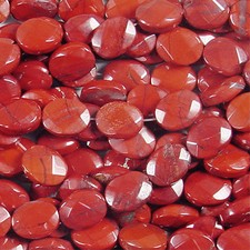 RED JASPER 11X14MM FACETED OVAL GEMSTONE BEADS 15" ST
