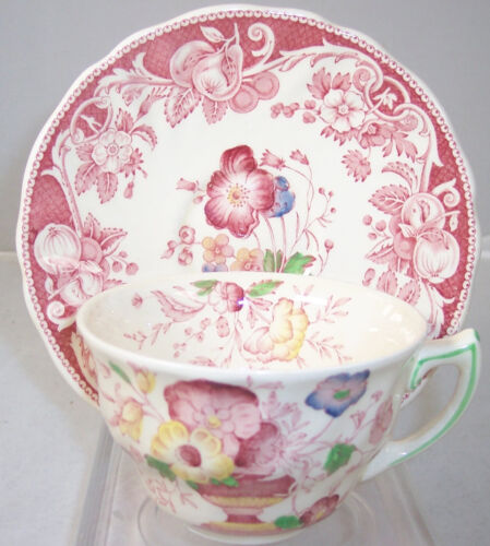 Vintage Royal Doulton POMEROY red multicolor CUP & SAUCER SET Rare Bone China - Picture 2 of 7