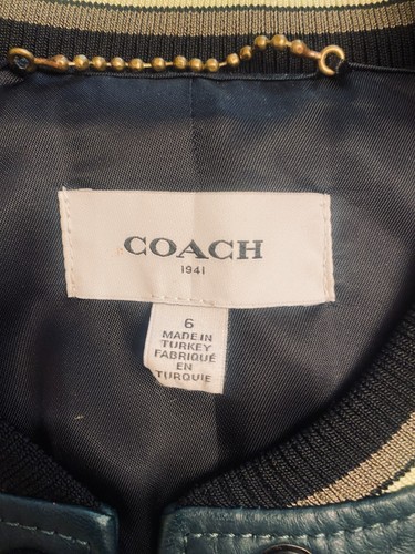 COACH Rexy Patch Lambskin Leather Varsity Jacket Women's Size 6 Vintage - Picture 5 of 13