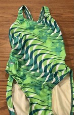 Speedo Swimsuit Women's B34 1PC Racerback JUNGLE Greens White Pool Beach Lined