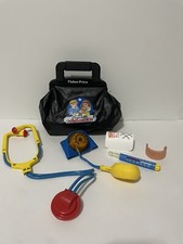 Vintage 1987 Fisher Price Doctor / Nurse Bag Medical Kit Play Set Near Complete