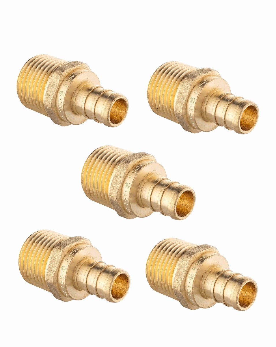 5/8" PEX To 3/4" Male NPT Threaded Adapter – Brass Crimp Fitting For Plumbing