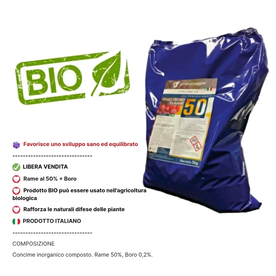 Ossicloruro di rame 50% Concime 5 kg COLORE BLU General Copper