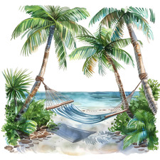 Wall Decal Sticker Tropical Summer Beach Wall Sticker 18X18cm Large