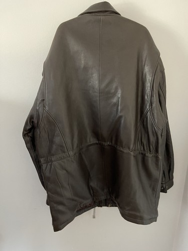 Preswick & Moore Long Jacket Unisex XL Brown Leather Quilted Drawstring Waist - Picture 7 of 7