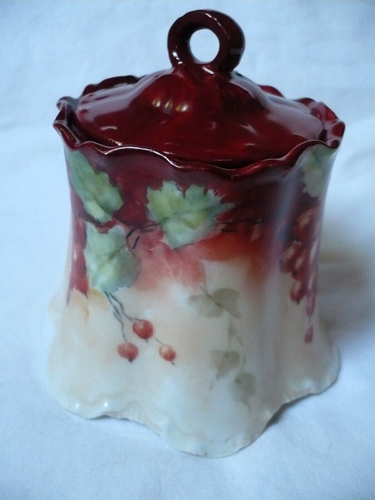 Antique Haviland Limoges Red Currants, Dresser Jar, Biscuit Jar, 1880's, France - Picture 4 of 9