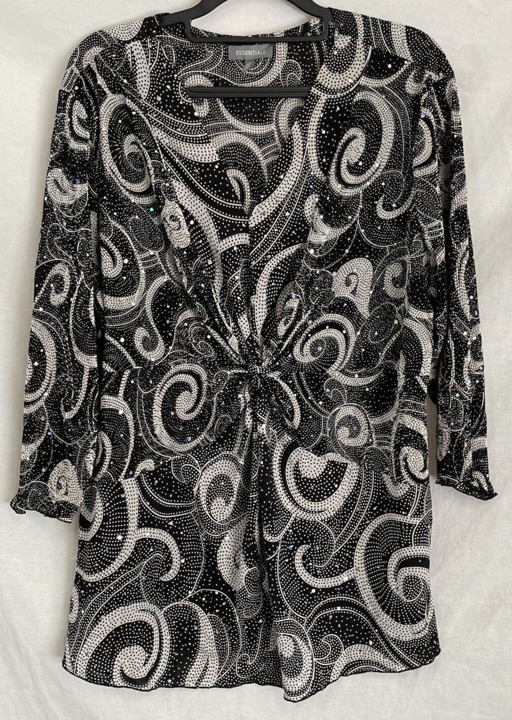 Essentials Womens Black White Polyester Swirl Seq… - image 1