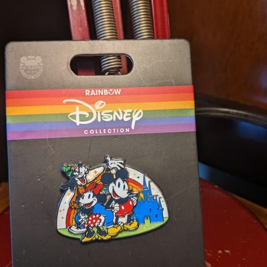 Disney Parks Rainbow Pride Collection Mickey Minnie & Goofy Castle Pin