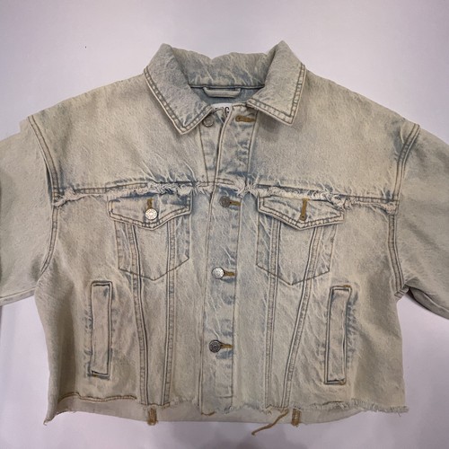 BDG Women's Size Medium Urban Outfitters Light Wash Cropped Blue Denim Jacket - Picture 5 of 12