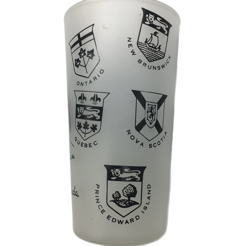 Tumbler Set 4 Canadian Royal Mounties Frosted Glass Souvenir of Canada Barware