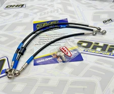 OHA Stainless Braided Front Brake Line Kit - Yamaha RD350 YPVS 1983-1986 - BLACK
