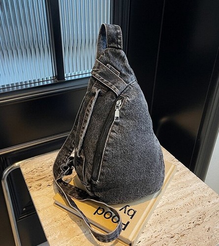 Women Denim Sling Bag Crossbody Fanny Pack Chest Purse Shoulder Handbag Travel - Picture 5 of 17