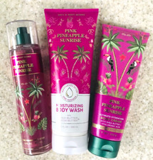 3 PINK PINEAPPLE SUNRISE Moisturizing Body Wash Cream Fragrance Mist SET of 3