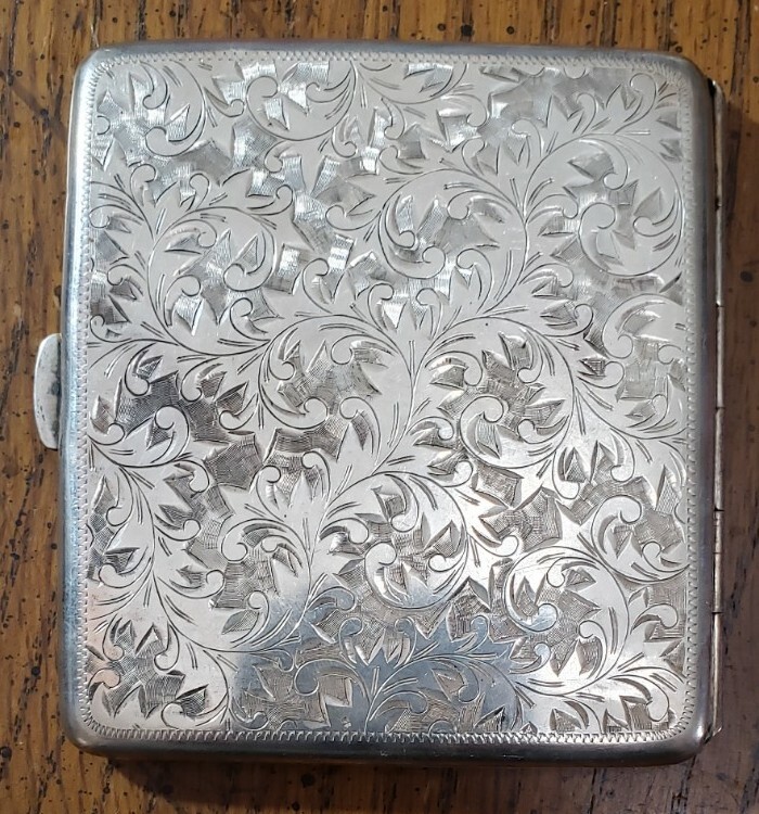 Sterling Silver .950 Cigarette Case Vintage Engraved Japanese