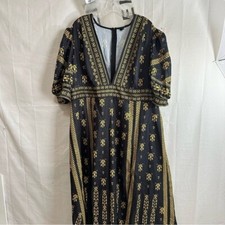 Shein Curvy Women’s Deep V-Neck Puff Shoulder Double Front Split Maxi Dress 3XL