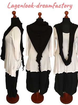 MYO Lagenlook Volant-Kapuze Loop Schal Scarf 3 Farben beige grau schwarz