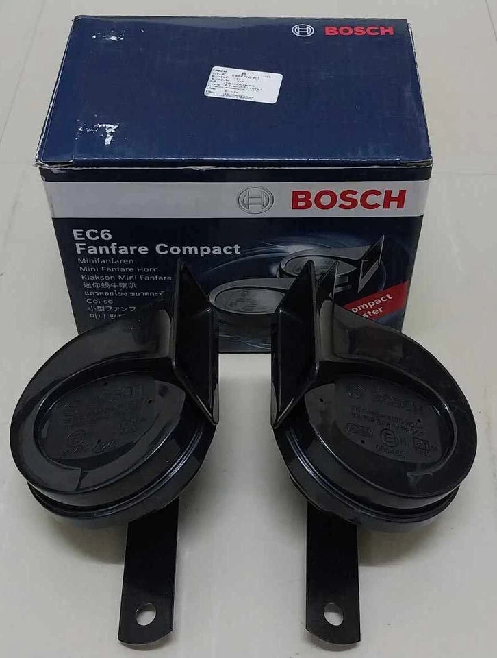 NEW BOSCH Evolution 12V 400/510HZ 105-118dB Fanfare Car Horn Compact EC6 BLACK - Image 2 of 4