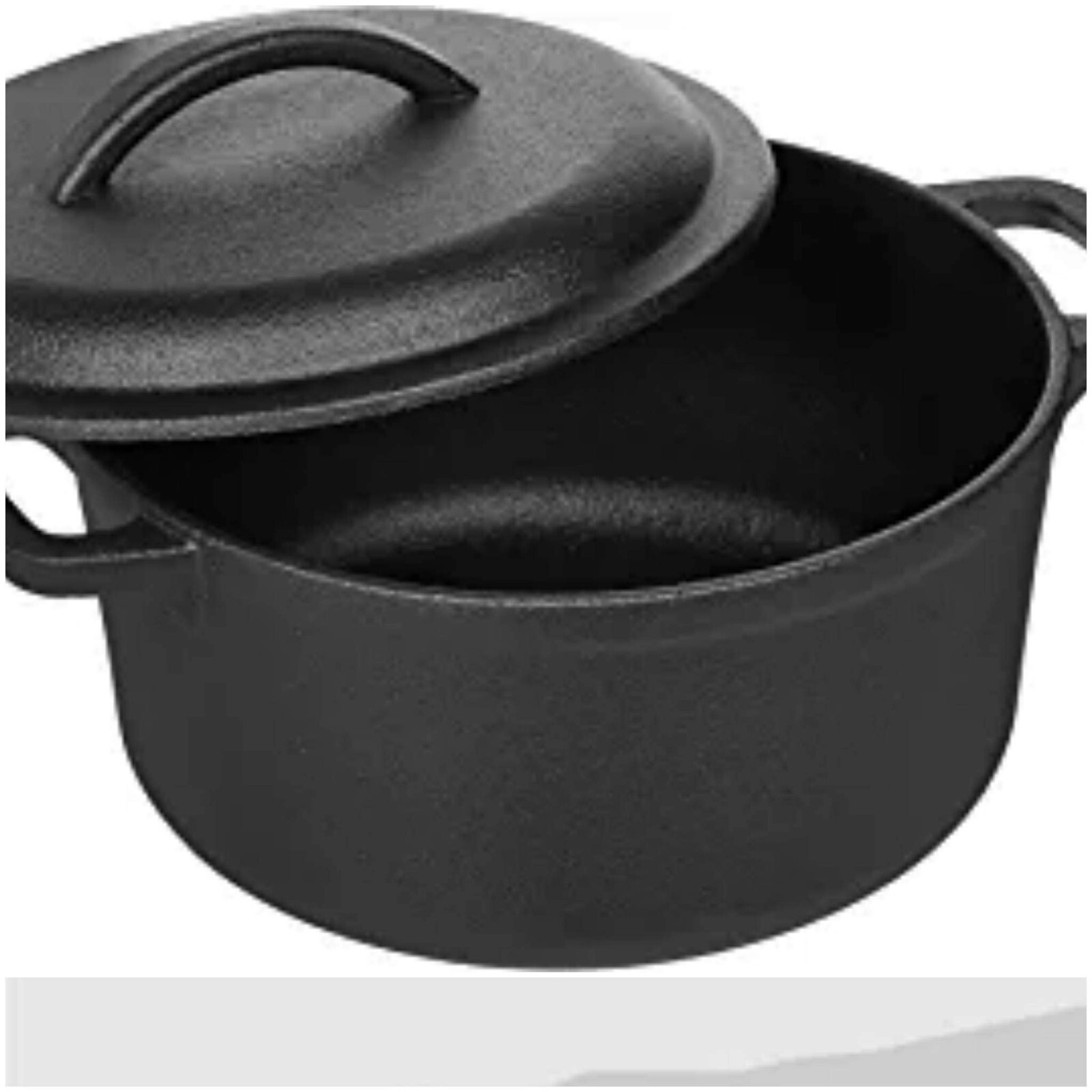 PreSeasoned Cast Iron Dutch Oven Pot with Lid and Dual Handles 2Quart