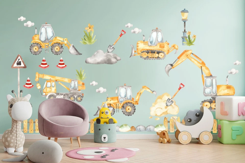 Engineering construction Vehicle Crane Trucks Nursery Wall Decal Sticker decor - Image 3 of 4