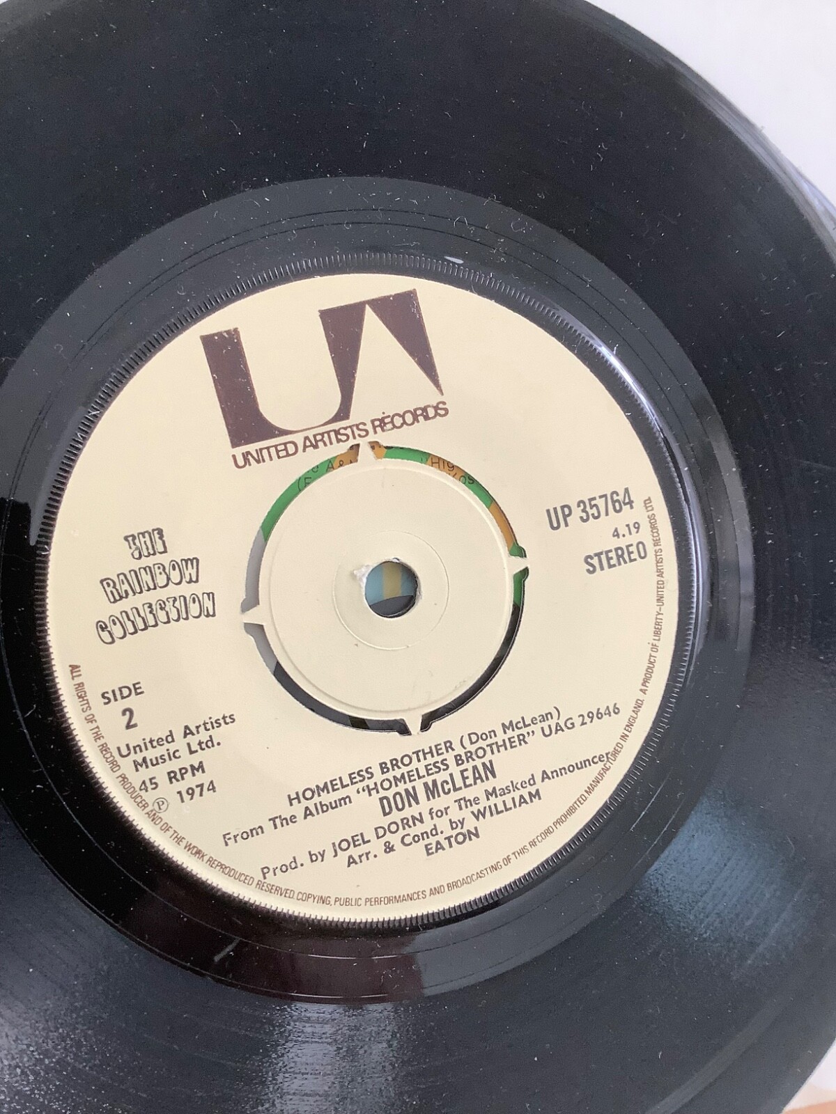 Don McLean.  Wonderful Baby.   7” single. 1974. United artists