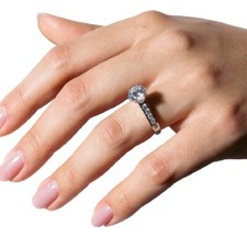 Sterling Silver Engagement CZ Stones Ring w/ 8 mm 2 ct Brilliant Cut Center CZ