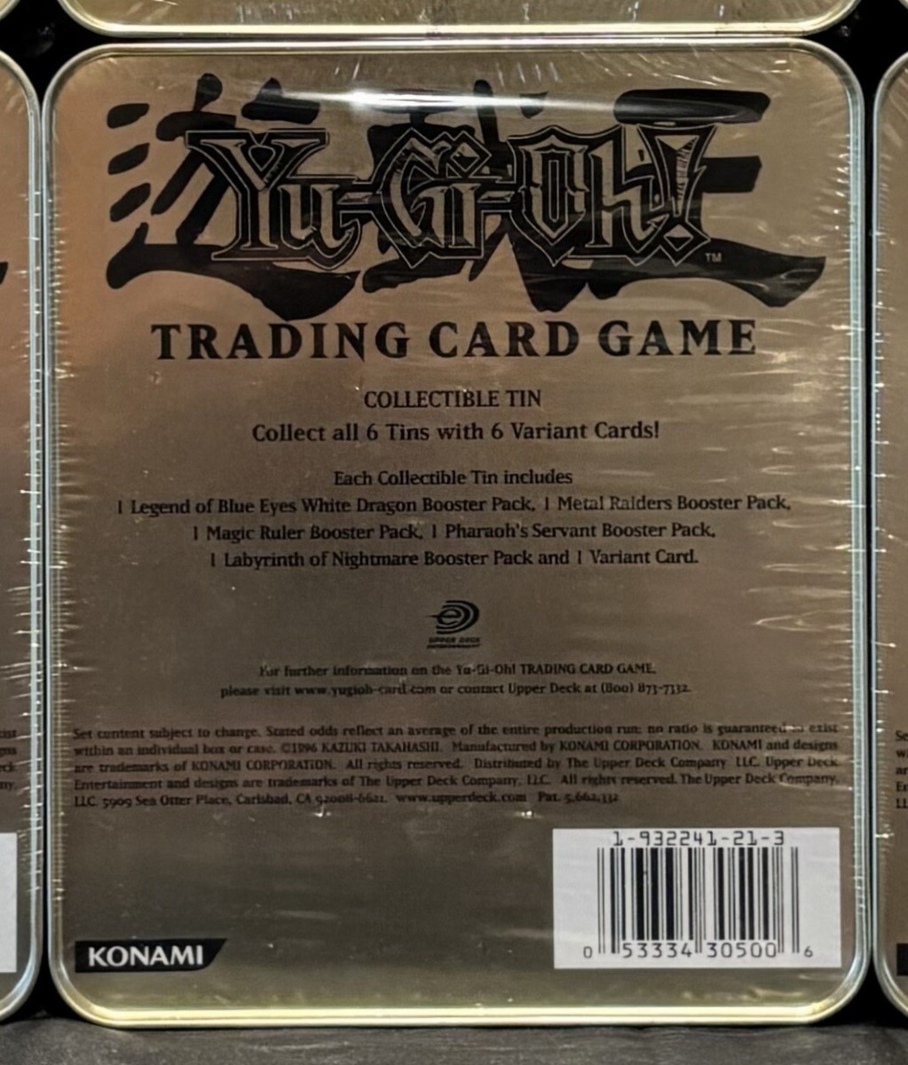 YUGIOH 2003 COLLECTOR 6 TINS SET, EACH TIN; 5 PCKS +1 VAR