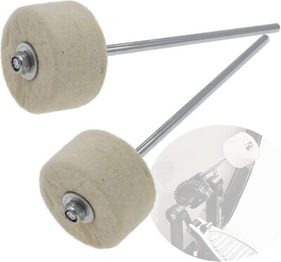 2pcs White Felt Bass Drum Pedal Beater, 180 mm Double Kick Pedals 