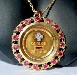 2Ct Lab Created Ruby Love Augis Pendant Necklaces 14K Yellow Gold Plated