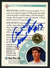 1992 Star Pics SARUNAS MARCIULIONIS certified autograph card - signed HOF