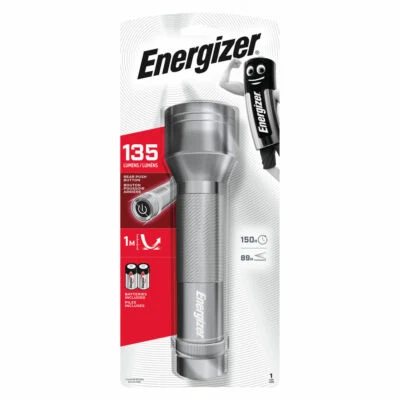 New Energizer 2D LED Metal Torch Flash Light 150 Lumens With Batteries 100HR