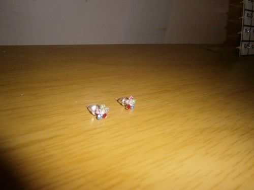 Late 2000's classic multi colour 5 petal flower 3mm diamante studearrings(E6e10k - Picture 6 of 7