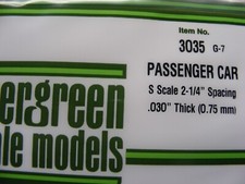 EVERGREEN 3035 STYRENE "S" Passenger Car Siding 2 1/4" Spacing .030 Thick