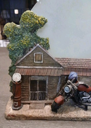 Motorcycle At Gas Station Backlight Candle Plaque - Picture 3 of 9
