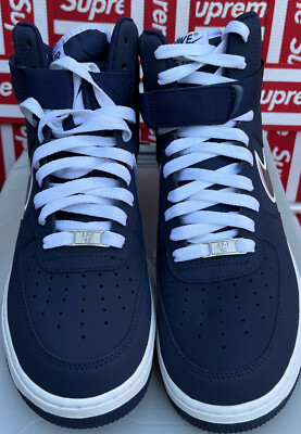 Vintage 2012 Nike Air Force 1 High '07 Navy&frasl;Metallic Silver!UK8