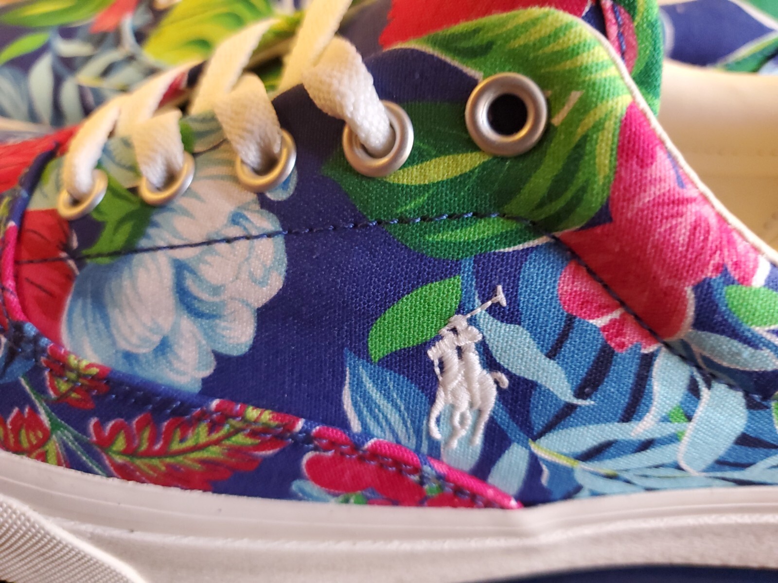 Polo Ralph Lauren Keaton Pony Floreale Uomo Tela Scarpe Basse Sneakers 9D