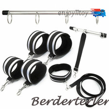 Constraint Spreader Bar Handcuffs Ankle Cuffs Neck Collar Restraints Set